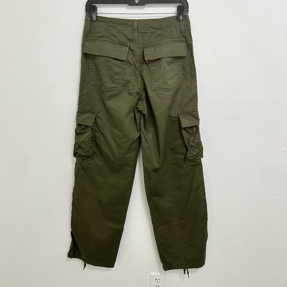Levis Pants Sz 25 Green '94 Baggy Utility Cargo Drawstring Leg Streetwear Skater - Picture 7 of 14